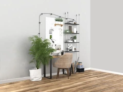 3D Render of Study and Working Space Stockillustratie