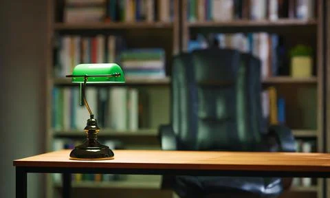 3d render of study room, home, office or library background with book shelf.. Stock Illustration