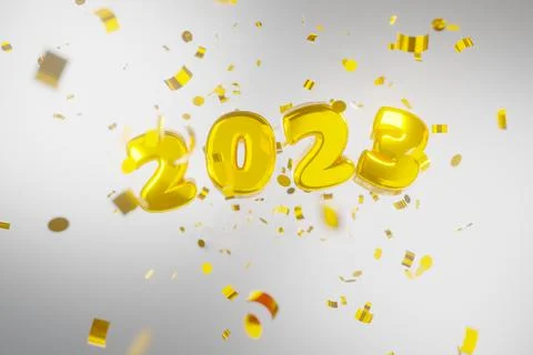3d render. Stylish luxury congratulations on the new year. Golden numbers 202 Stock Illustration