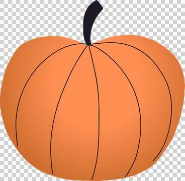 3D render stylized pumpkin is showing smooth ridges and dark stem on transparent Illustrazione stock