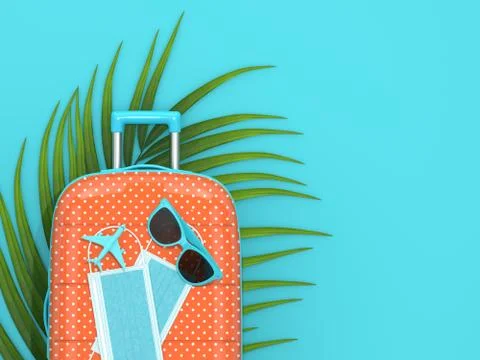 3d render of suitcase with protective masks Stock Illustration