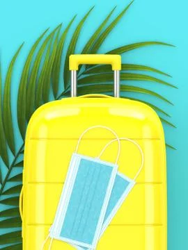 3d render of suitcase with protective masks Stock Illustration