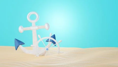 3d render Summer sale podium stand for showing product. Beach Vacations Sce.. Stock Illustration