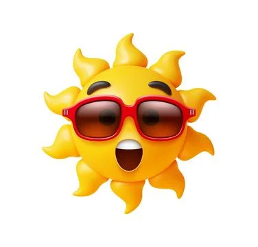 3d render sun funny emoji expression character Stock Illustration