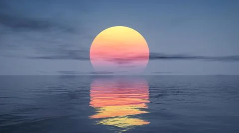3D render of the sunset sky over the sea Stock Illustration