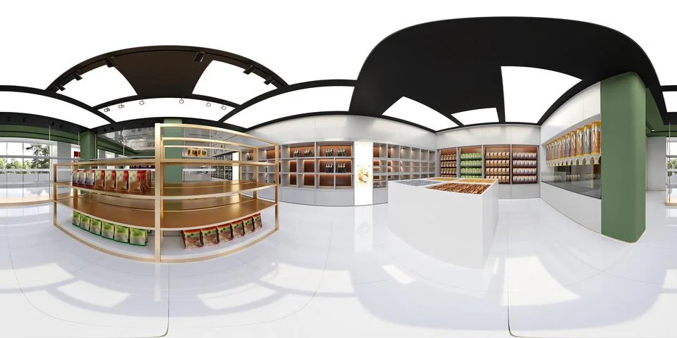 3d render supermarket store interior 스톡 일러스트
