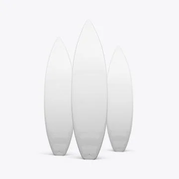 3D render of a surfboard on a white background Stock Illustration