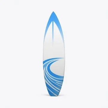 3D render of a surfboard on a white background Stock Illustration
