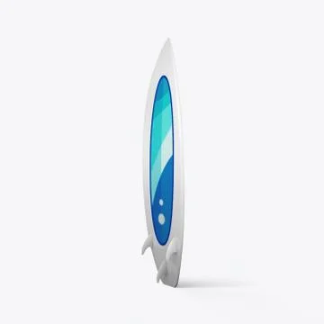 3D render of a surfboard on a white background Stock Illustration