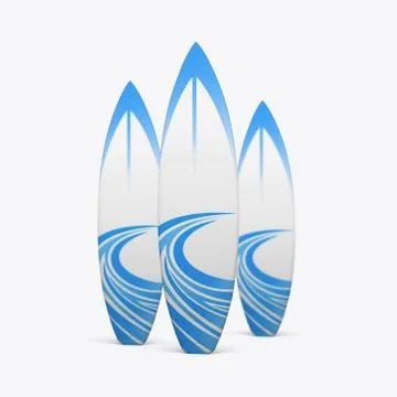 3D render of a surfboard on a white background Stock Illustration
