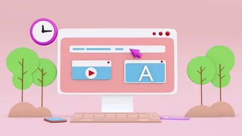 3d render surfing the internet web UI-UX design Video stock 157100069