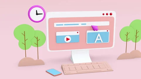 3d render surfing the internet web UI-UX design Stock Footage 157100278