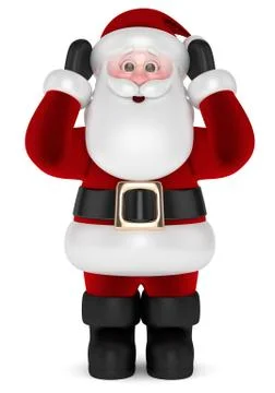 3d render of surprised Santa Claus over white Stock Illustration