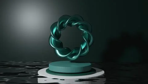 A 3d render of a surreal circle on a water surface with calming colors - grea Stock Illustration