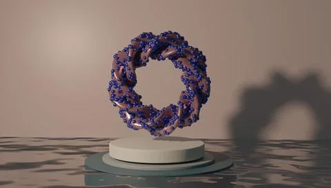 A 3d render of a surreal circle on a water surface with calming colors - grea Stock Illustration