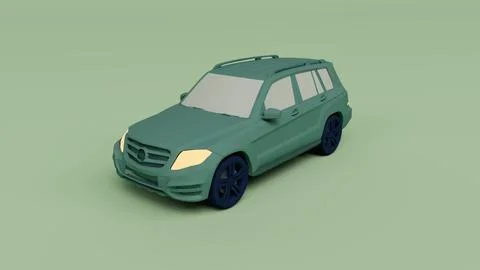3d render of suv car Greenish Cyan color, 3d illustration isolated on pastel  Stock Illustration