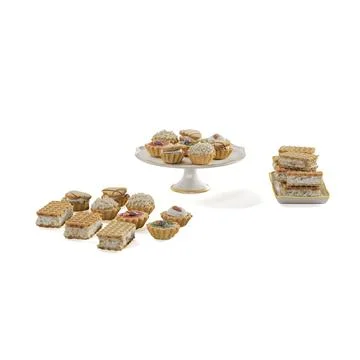 3D render of sweets and deserts on a decorative plate serving Stock Illustration