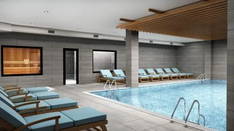 3D Render of Swimming Pool Stock Illustration