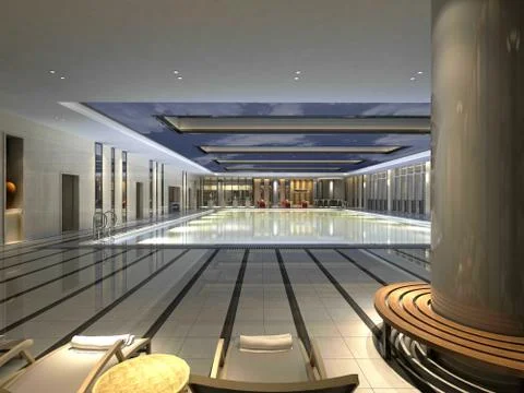 3D Render of swimming pool Stock Illustration