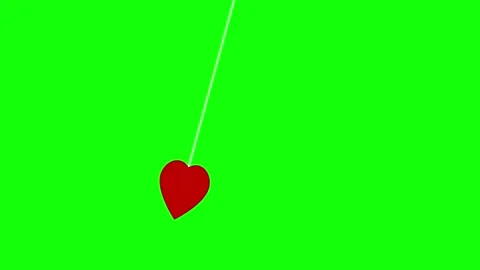 3D render of swinging heart animation on green screen background for chroma key Stock Footage 336180187