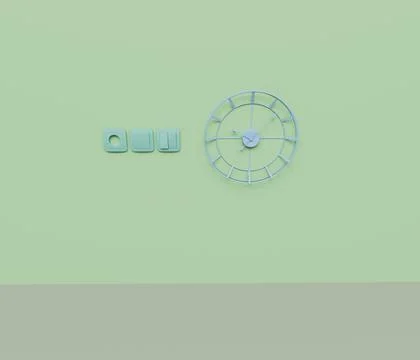 3d render of switch on off button an wall clock isolated on Pastel background Stock Illustration