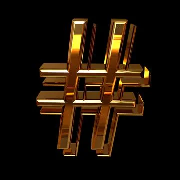 3d render of a symbol made of gold on a black background Stock-Illustration