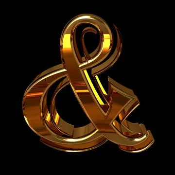 3d render of a symbol made of gold on a black background Stock Illustration