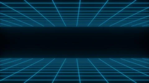 3D render synthwave wireframe net abstract background. Future retro line grid Stock Illustration