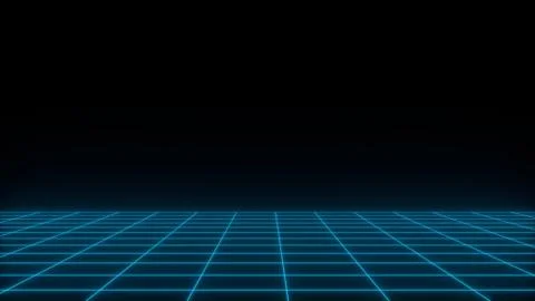 3D render synthwave wireframe net abstract background. Future retro line grid Stock Illustration