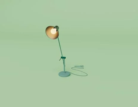 3d render of table lamp isolated on Pastel background, 3d background minimal  Stock Illustration