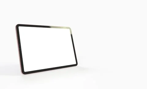 3D render of a tablet with a blank screen on a plain white background with copy Stock Illustration