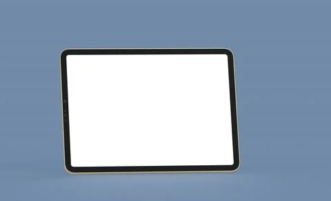 3D render of a tablet with a blank white screen on a blue background Stock Illustration