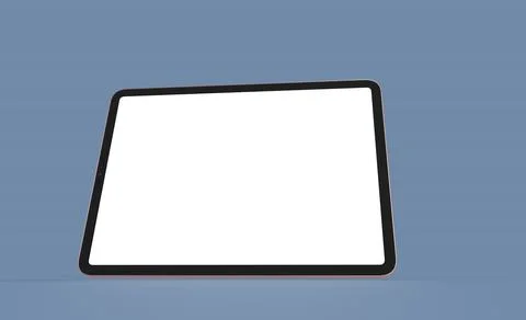 3D render of a tablet with a blank white screen on a blue background Stock Illustration