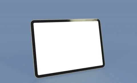 3D render of a tablet with a blank white screen on a blue background Stock Illustration
