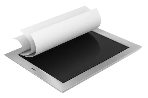 3d render of a tablet computer with white book sites Stock Illustration