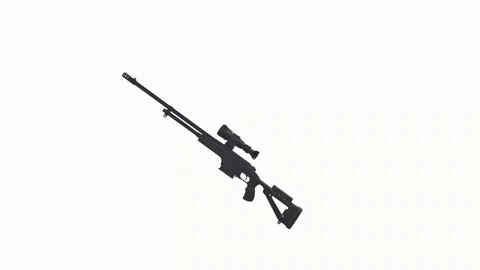 3D render of a tactical rifle with scope and adjustable stock Stock-Footage 287882320