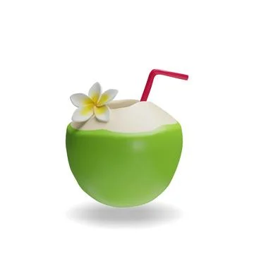 3d render tasty coconut milk cocktail Stock Illustration