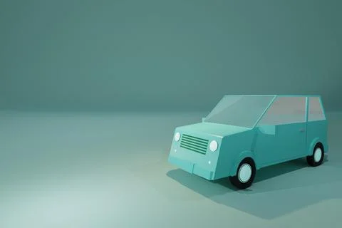 3d render of teal, low poly hatchback car Stock Illustration
