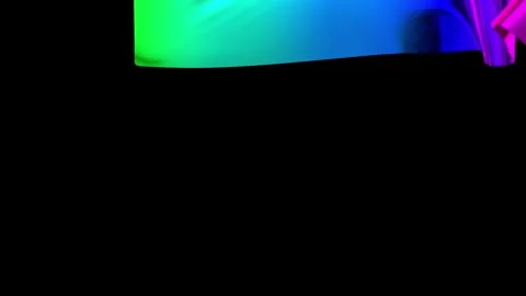 3d render of tearing off screen rainbow color glossy fabric like foil. Luma Stock Footage 140193505