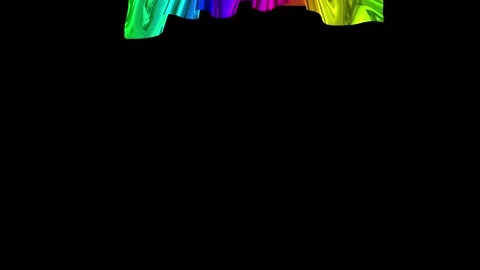 3d render of tearing off screen rainbow color glossy fabric like foil. Luma Stock Footage 140193659