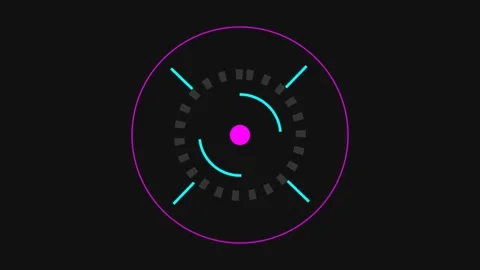 3D render of tech core interface with rotating rings creating futuristic Stock Footage 334155192