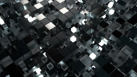 3d render technology background. Abstract structure with cubes forms. Differe Stockillustratie