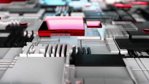 3d render technology background. Complicated abstract surface, computer Stock Footage 143280995