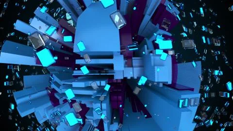 3d render technology background. Complicated abstract sphere with geometric Stock Illustration