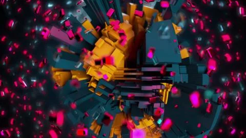 3d render technology background. Complicated abstract sphere with geometric Stock Illustration