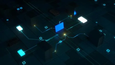 3d render technology background. Concept with laptop,  tablet,  cellphone and Illustrazione stock