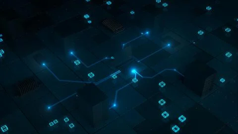 3d render technology background. Concept with laptop,  tablet,  cellphone and Stock Illustration