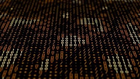 3d render technology background made of digits and text characters. Binary co イラスト素材