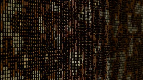 3d render technology background made of digits and text characters. Binary co Stock Illustration