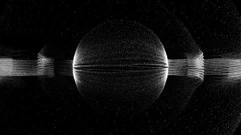 3d render technology partical background. Abstract particle form with sphere  Stock Illustration